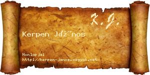 Kerpen János névjegykártya